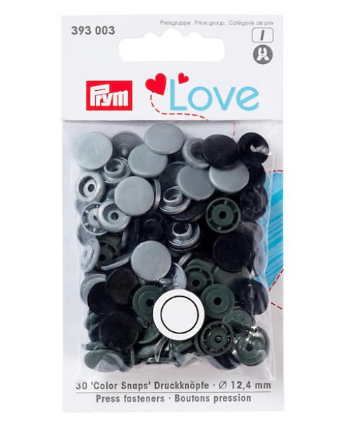 Prym Love Druckknöpfe "Color Snaps" Grau - Ø 12,4 mm - 30 Stück